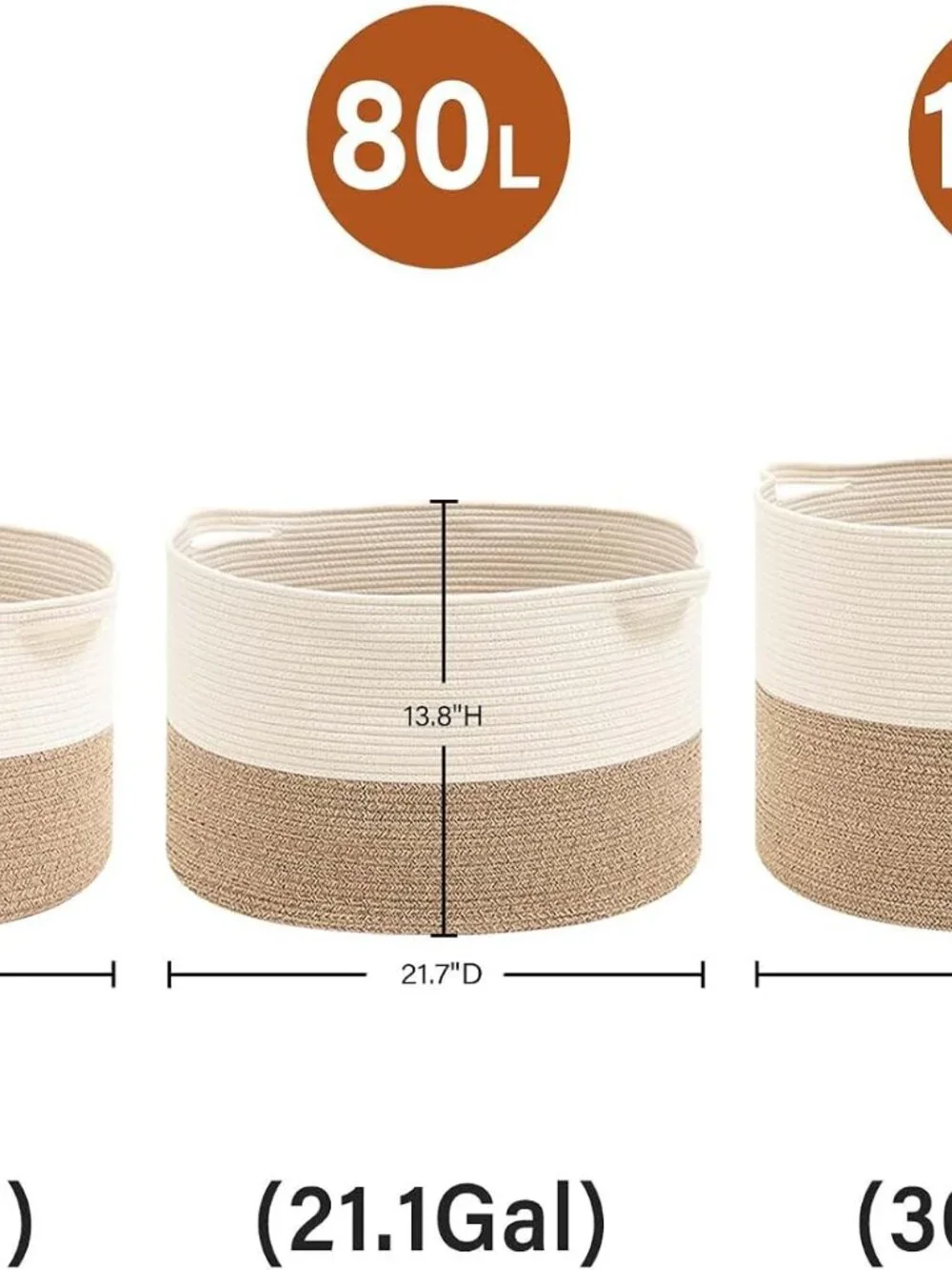 New Foldable Laundry Hamper Basket with Collapsible Handle Cotton Rope Soft Wove